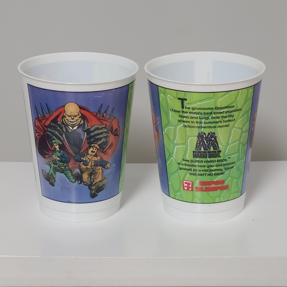 (5/$25) Vintage 1993 Nintendo Super Mario Brothers Movie 7-11 Slurpee Cups